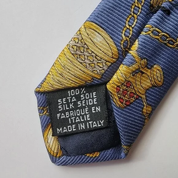 CHANEL Men's Vintage Tie 100% Silk Made in Italy Classic Opera Glasses Authentic